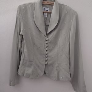 Size 10 Peplum Sage green Suit. embroidered jacket
